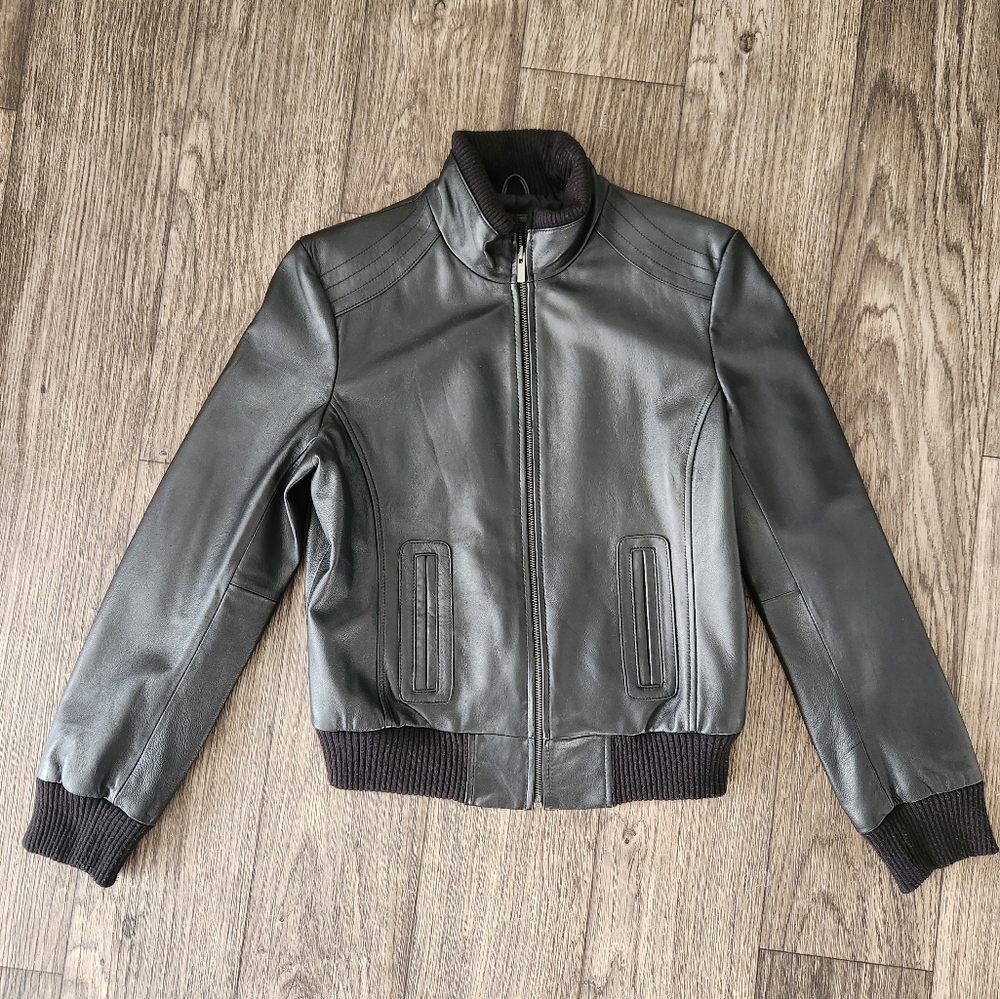 Mossimo Vintage Black Leather Jacket Size Large